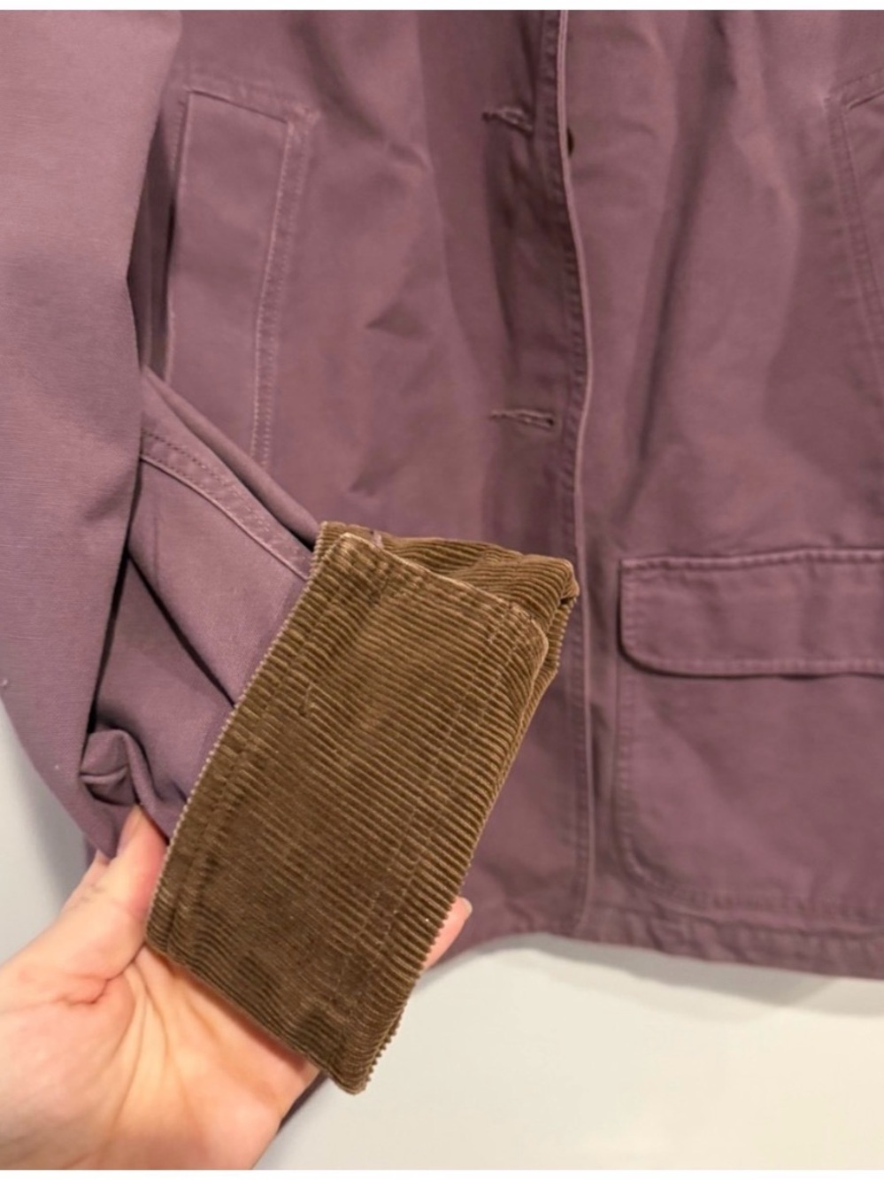 L.L. Bean Vintage Women's Mauve Utility Jacket with Brown Corduroy Collar - Picture 3 of 8
